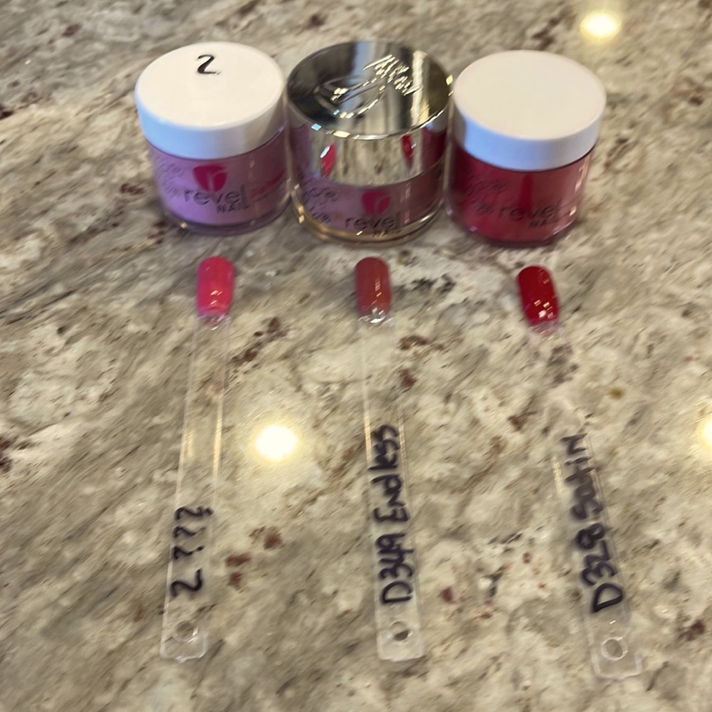 Lot of 3 Revel Nail 1 Fl Oz Dip Powder Pink, D349 Endless, D328 Satin